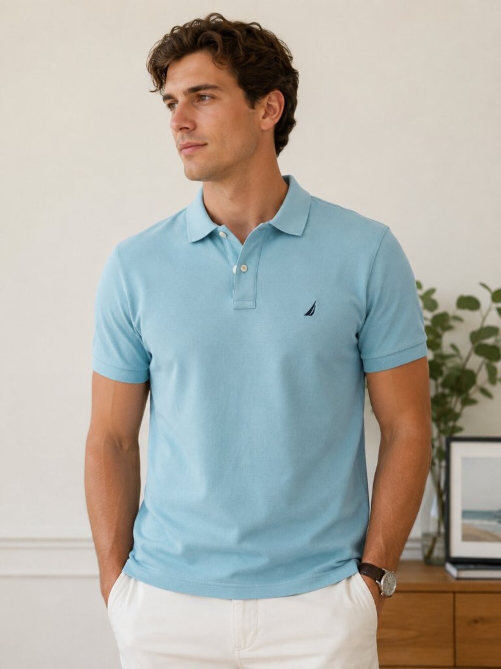 Nautica Slim Fit Light Blue Polo Shirt Men’s Small